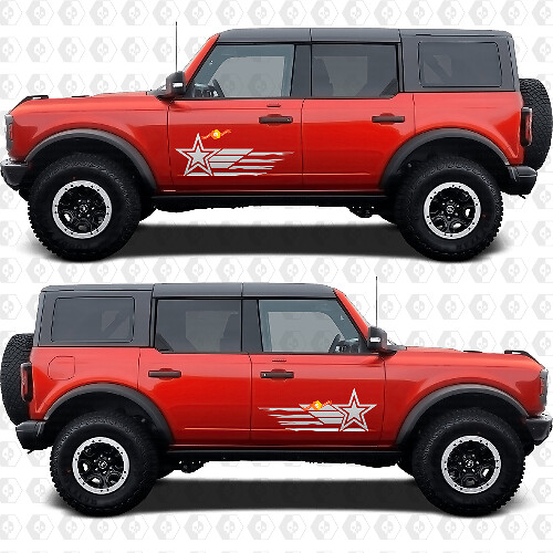 Jeu d'autocollants vinyle drapeau USA étoile militaire pour porte latérale de muscle car cheval