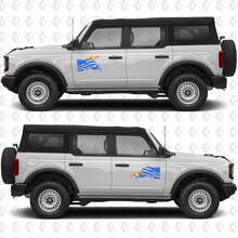 Autocollant vinyle graphique pour portières côté drapeau US USA 2 couleurs compatible avec Ford Bronco 2