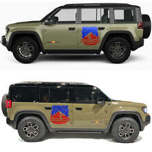 Autocollant en vinyle pour portes latérales avec carte topographique et montagnes de l'aventure Overland pour Jeep Recon 3