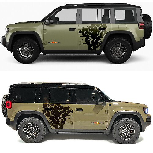 Autocollant en vinyle portes latérales Wolf Splash pour Jeep Recon 1