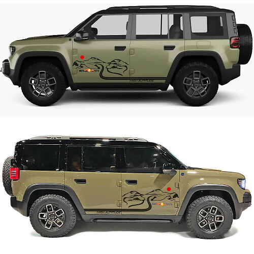 Autocollant Vinyle Portières de Route en Haute Altitude Coucher de Soleil du Désert pour Jeep Recon 1