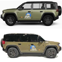 Décalque en vinyle pour portes latérales de voiture avec tente de toit Overland Adventure pour Jeep Recon 2