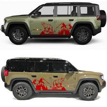 Autocollant en vinyle pour portes latérales Cougar Mountains Forest pour Jeep Recon 3