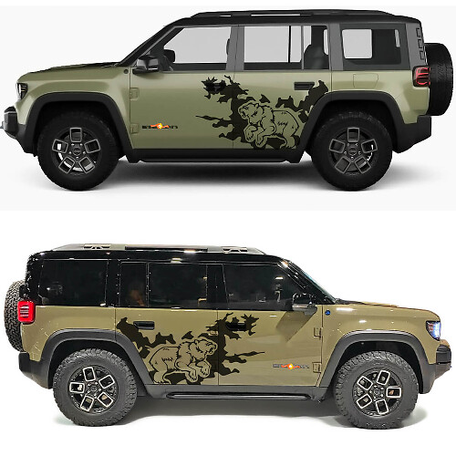 Autocollant en vinyle portes latérales Bear Splash pour Jeep Recon 1
