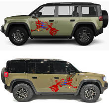 Autocollant en vinyle de portes latérales à griffes avec drapeau américain usé pour Jeep Recon 2