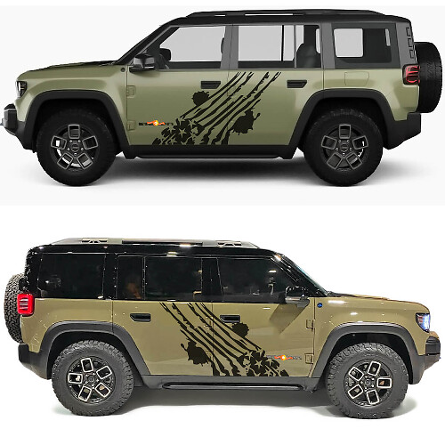 Autocollant en vinyle 2 portes latérales griffues drapeau américain usé pour Jeep Recon 1
