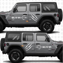 Autocollant vinyle 4x4 Empreintes de griffes Willys pour portes latérales compatible Jeep Wrangler 3