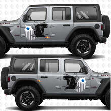 Autocollant en vinyle drapeau étoile militaire aigle chauve portes latérales compatible Jeep Wrangler 2