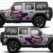 Autocollant vinyle décalque côtés Splash coucher de soleil montagnes Overland compatible Jeep Wrangler 2