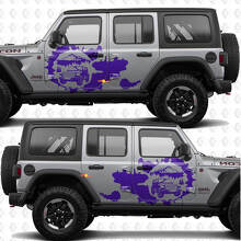 Autocollant vinyle décalque côtés Splash coucher de soleil montagnes Overland compatible Jeep Wrangler 3