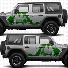 Autocollant vinyle déco portes latérales Overland Forest Splash compatible Jeep Wrangler 2