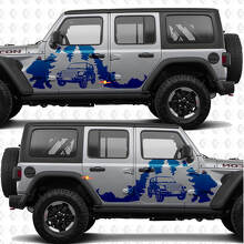 Autocollant vinyle déco portes latérales Overland Forest Splash compatible Jeep Wrangler 3