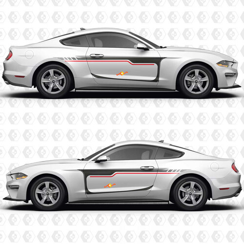 Autocollant Vinyle Décoratif Rayures Classiques Porte Latérale pour Ford Mustang 2014-2023