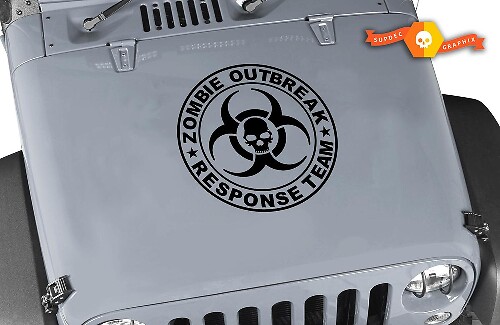 Autocollant en vinyle tête de mort biohazard équipe de réponse à une épidémie de zombies pour Jeep Wrangler