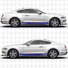 Autocollant en vinyle latéral Drapeau à damier et triple bandes pour Ford Mustang_2