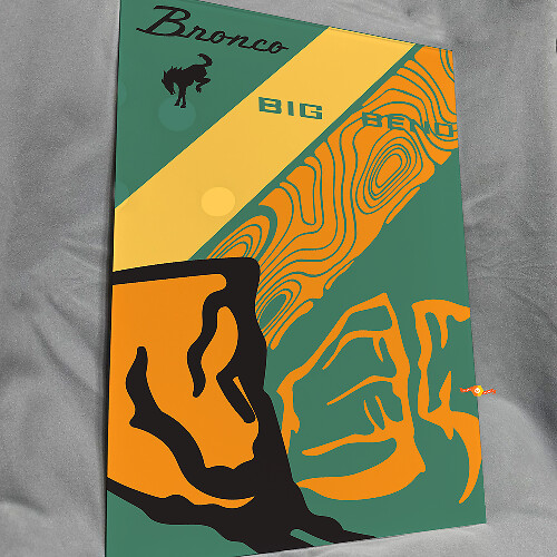Panneau d’Art Mural de Garage en Acrylique Brillant Montagnes Big Bend Bronco