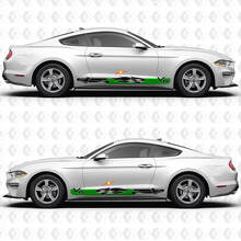 Autocollants en vinyle pour bas de porte latérale inspirés du drapeau à damier V6 Mustang pour Ford Mustang 2