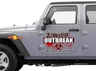 Jeep Rubicon Wrangler Zombie Outbreak Response Team Skull Wrangler Sticker-porte