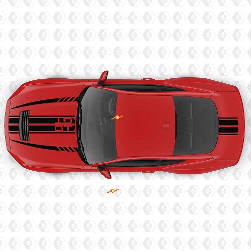 Autocollants Vinyle Rayures Musclées Symétriques GT pour Capot et Coffre Ford Mustang 1