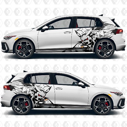 Autocollants vinyle graphiques abstraits éclair Pikachu porte latérale arrière pour Volkswagen Golf