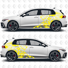 Autocollants vinyle graphiques abstraits éclair Pikachu porte latérale arrière pour Volkswagen Golf 3