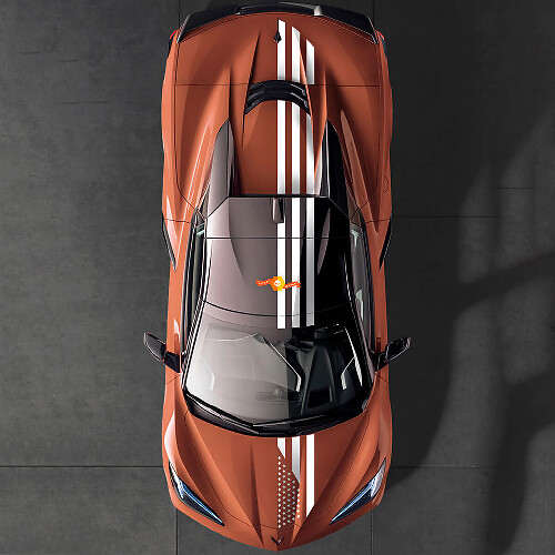Kit d'autocollants en vinyle bandes supérieures drapeau US pour Chevrolet Corvette C8