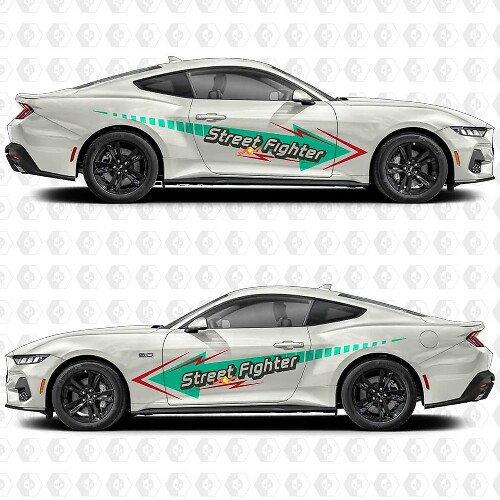 Autocollants vinyles décoratifs Street Fighter Look pour porte latérale Ford Mustang 1