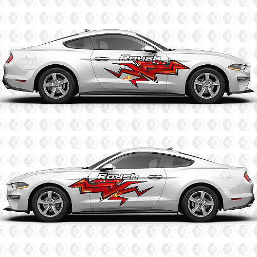 Autocollant vinyle bande éclair Roush Lightning Bolt pour porte latérale Ford Mustang
