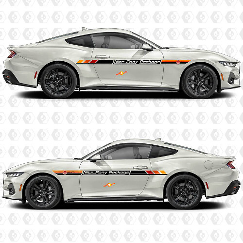 Autocollant Vinyle Décoratif Bande Latérale Style Dégradé Rétro Sunset Nite Pony pour Porte de Ford Mustang