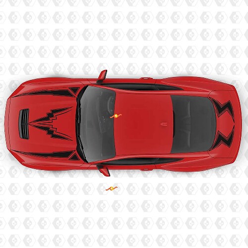 Bande éclair Vinyle autocollant décoratif capot et coffre pour Ford Mustang 1