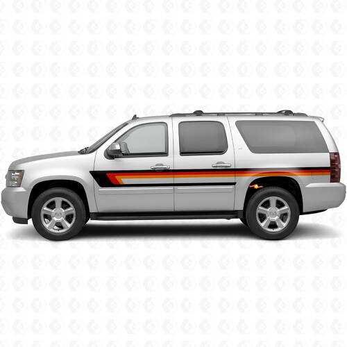 Bandes vinyle rétro supérieures de ligne de ceinture de porte et de quart arrière pour Chevrolet Suburban GMT900 2007-2014