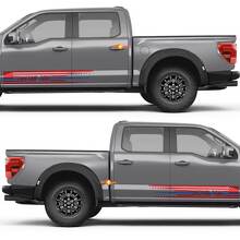 Autocollant en vinyle decal avec drapeau américain et ligne bleue fine pour portes latérales Ford F-150 2