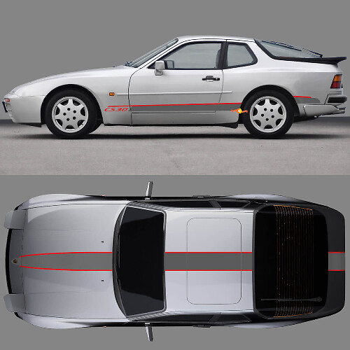 Kit de décalcomanies en vinyle bande latérale de capot et de toit CS 30 pour Porsche 944