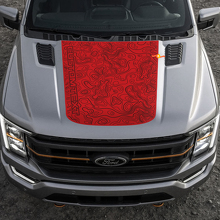 Custom Text Central Hood Topographic Map Graphics Vinyl Decal for Ford F-150 Tremor 2
