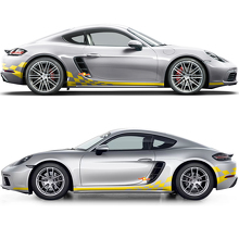 Autocollant graphique bandes latérales damier pour bas de caisse Porsche 718 Cayman 3