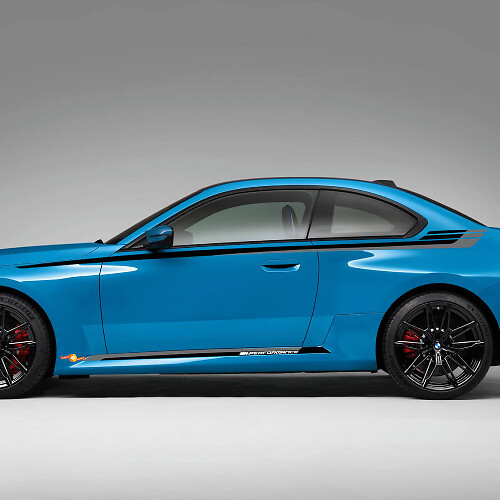 Kit d’autocollants vinyle bandes latérales style M Performance pour BMW M2 G87