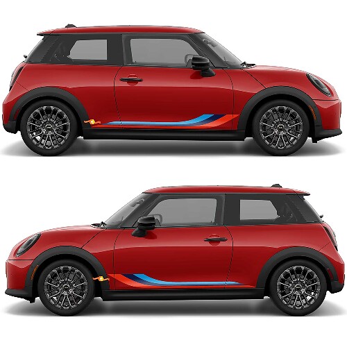 M couleurs Portes latérales Capot et Pare-chocs Rayures Graphiques Autocollant pour Mini Cooper