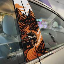 Autocollant Vinyle Décoratif Porte Pilier Sentier de Poussière Montagnes Tout-Terrain 2