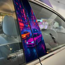 Autocollant en vinyle de portes à colonnes de voitures de drift de rue Tokyo Night 2