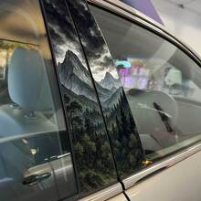 Décalcomanie Autocollant Vinyle Portes Pilier Montagnes Forêt Sauvage Ciel Orageux 2