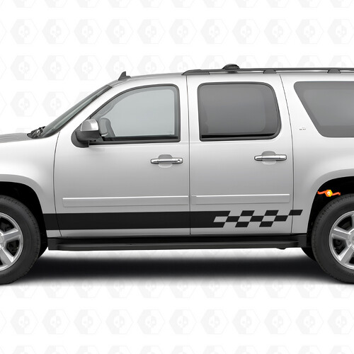 Bandes Vinyle Éclair Damier pour Porte & Bas de Caisse pour Chevrolet Suburban GMT900 2007-2014
