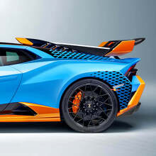 Autocollant Vinyle Décalque Latéral Arrière Racing à Damier Pour Lamborghini Huracan STO 3