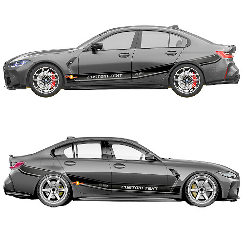 Autocollant en vinyle de bandes lettrées M Performance pour portes latérales et ailes BMW M3 G80
