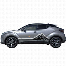 Autocollants vinyle graphiques style vintage montagnes pour bandes latérales pour Toyota C-HR 2014 2