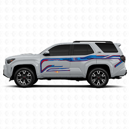 Autocollants Vinyle Latéraux Bandes Solides Style Techno Pour Toyota 4Runner