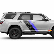 Autocollants vinyle latéraux à double rayures style carte topographique pour Toyota 4Runner 2009-2024 2