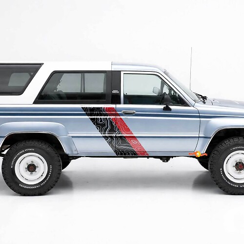Autocollants vinyle latéraux à double rayures style carte topographique pour Toyota 4Runner 1984-1989