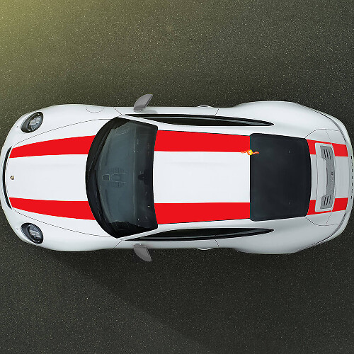 Kit de décalcomanies en vinyle à bandes larges doubles pour capot, toit et coffre Porsche 911R_1