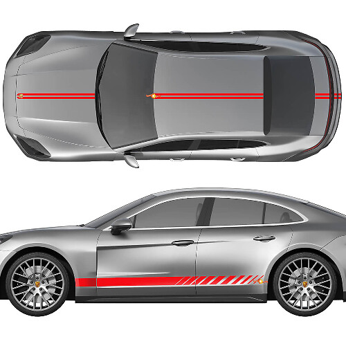 Kit de décalcomanies vinyle bandes de course côtés capot toit coffre pour Porsche Panamera
