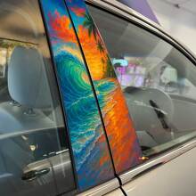 Autocollant Vinyle Décoratif Portes Pilier Style Vagues de Plage 2